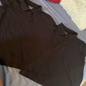 There are brand new shirts 2 black and 1 gray Lg 10/12 for a girl